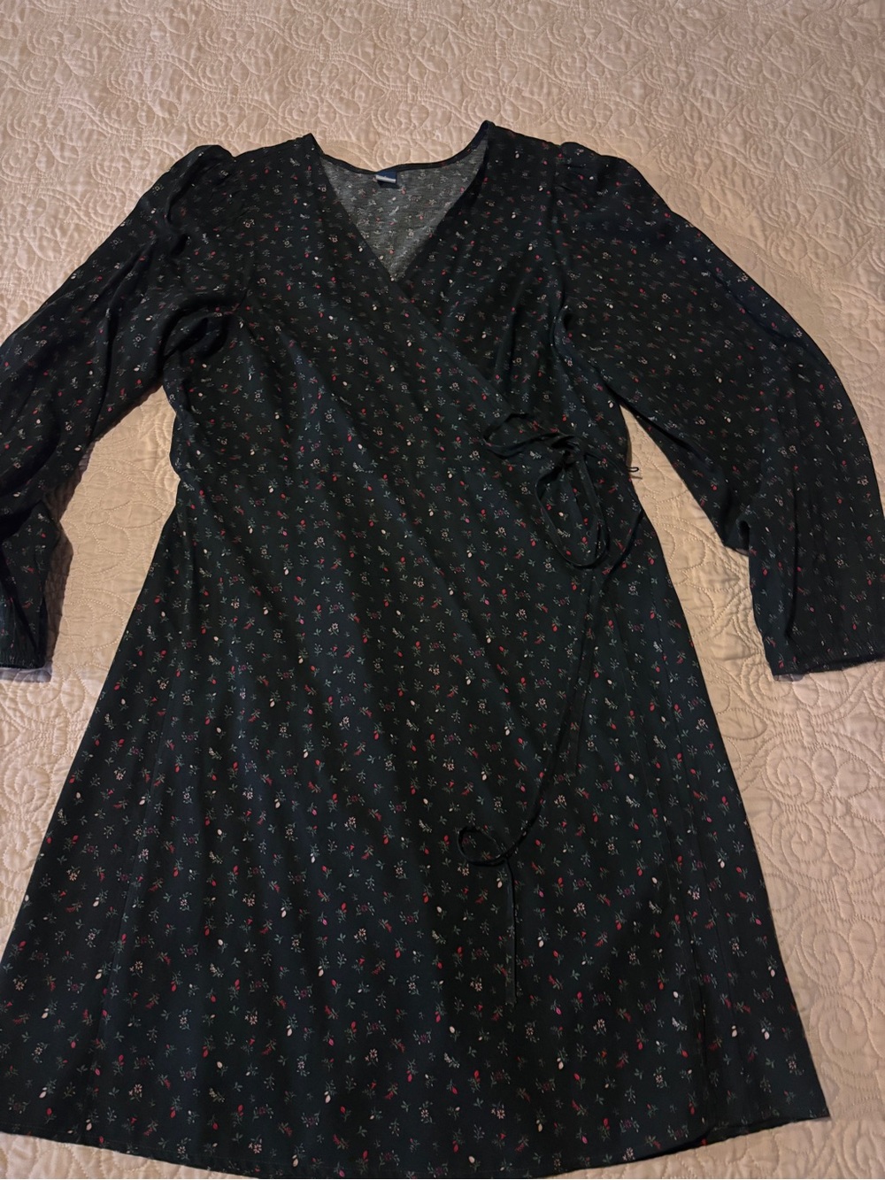 Women's Black Floral Wrap Dress